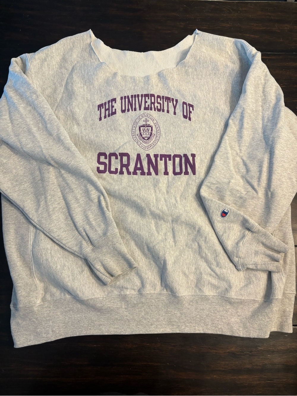 Champion Gray Crewneck with Purple University of Scranton Print
